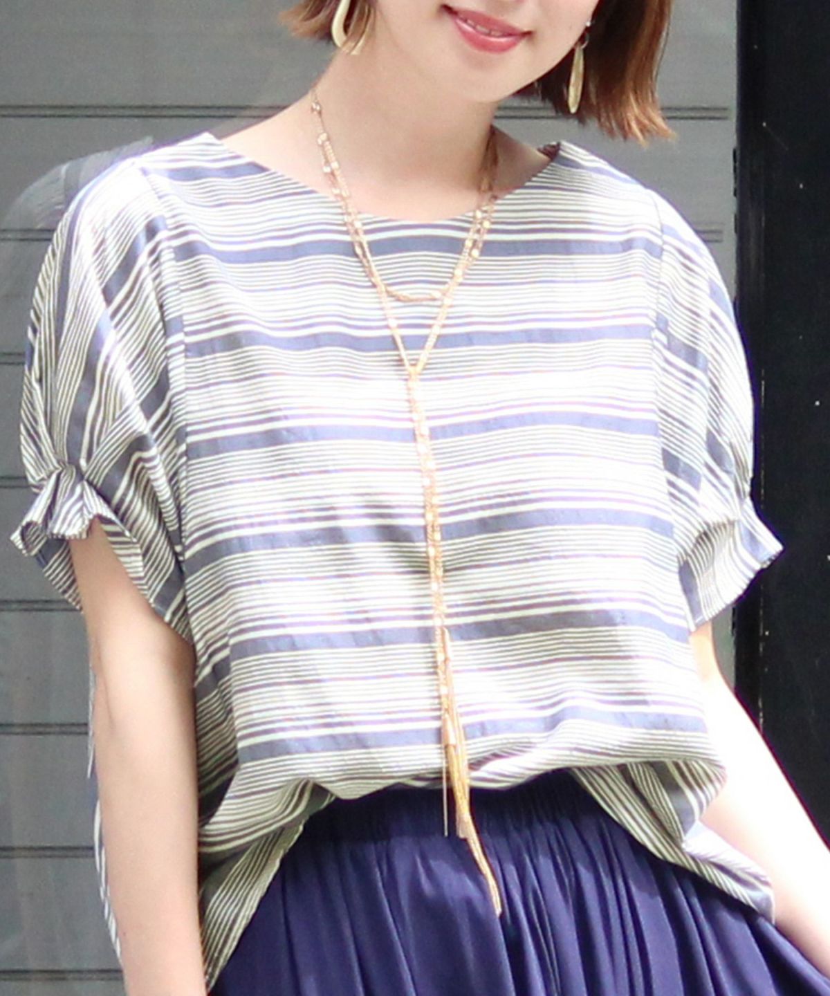 マルチストライプ プルオーバーシャツ