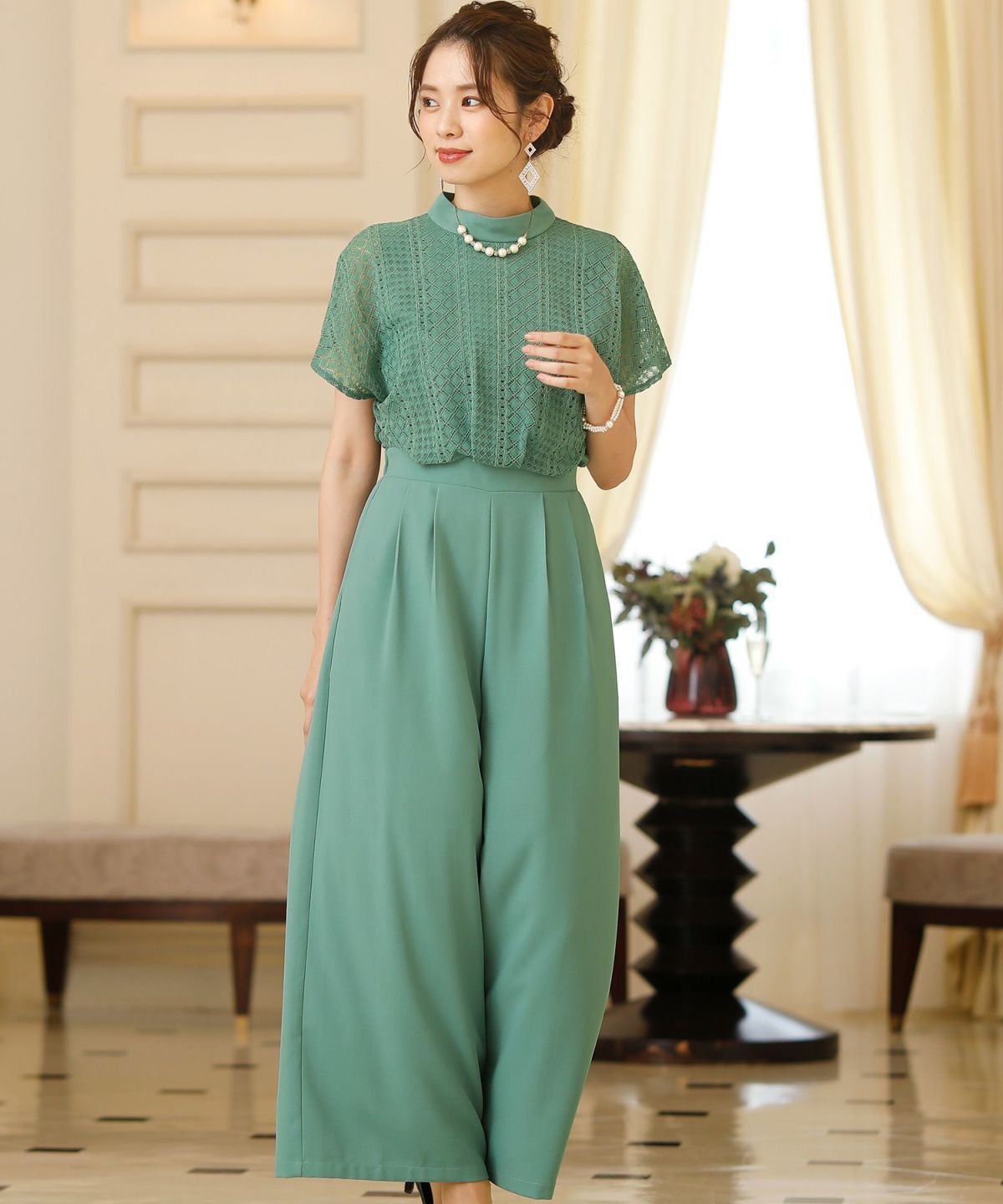 パンツドレス サンドグリーン Lサイズ 楽天市場】パンツドレス（カラーグリーン）（レディースファッション