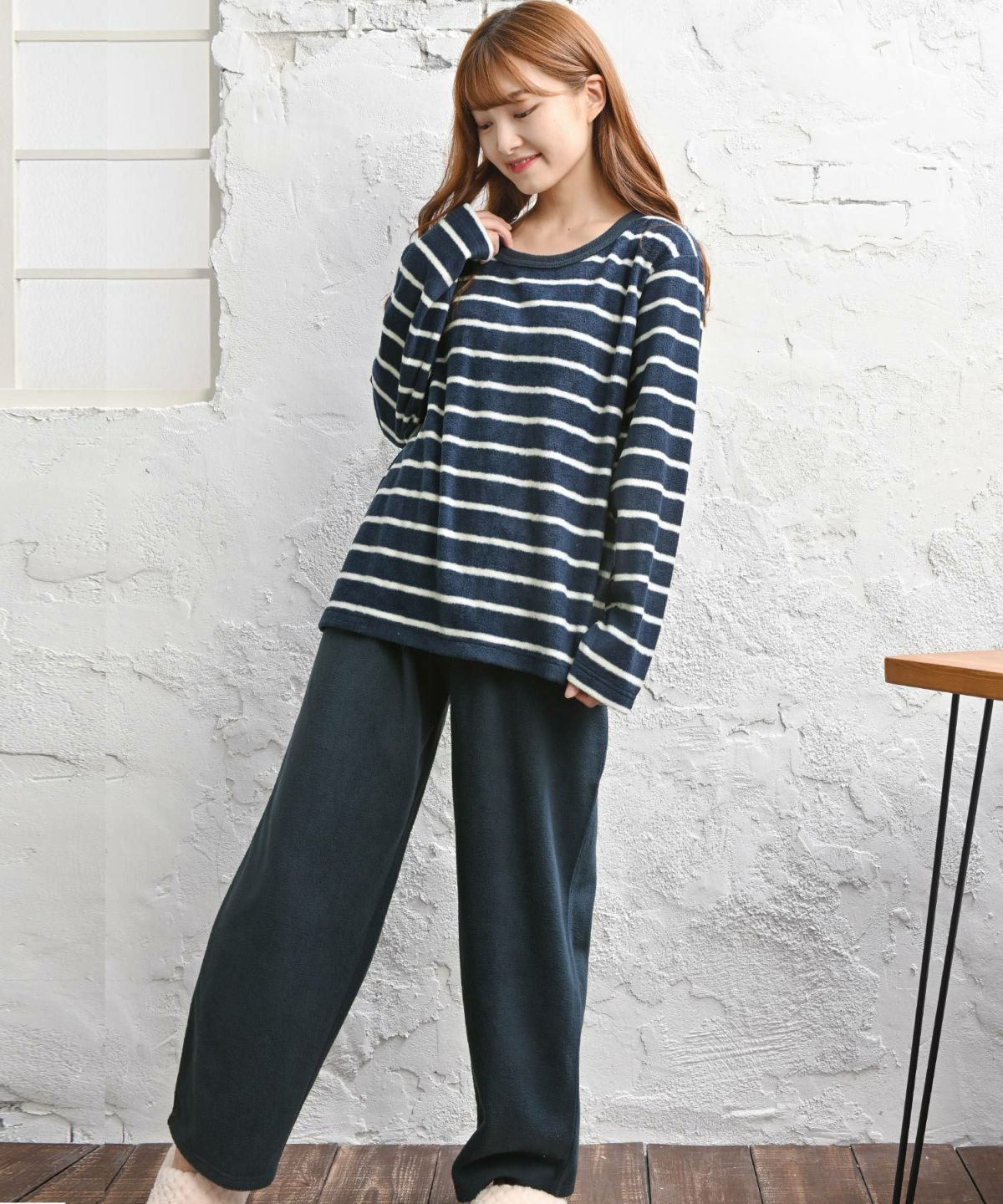 フリース素材ルームウェアセットアップ