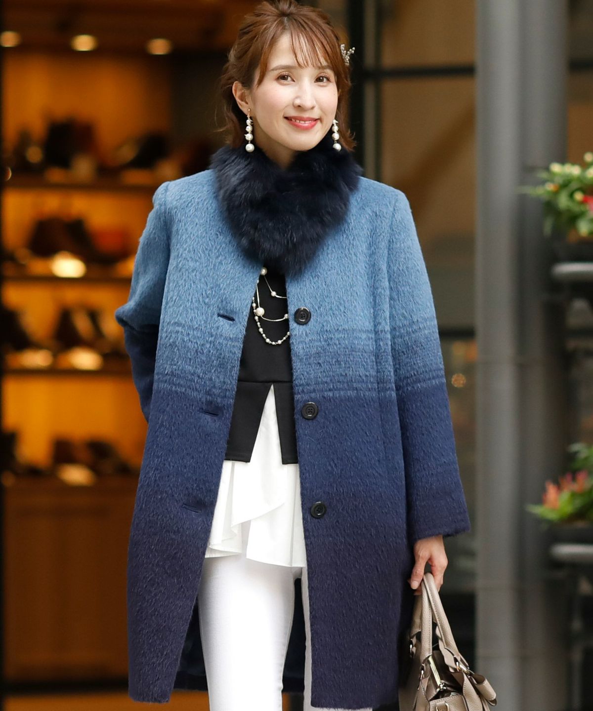 アルパカ＆ウールグラデーションコート