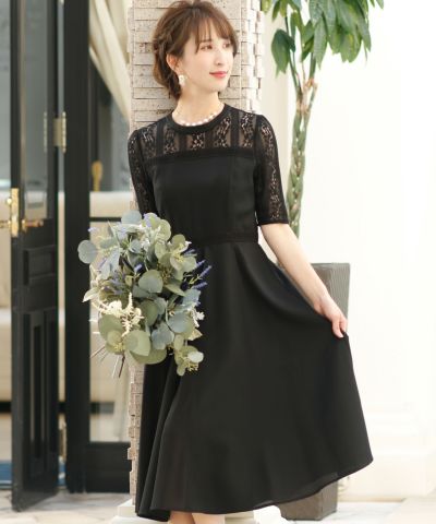 パッチワークスカートレースドレス