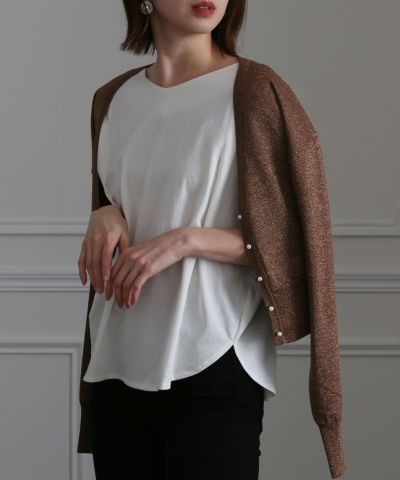 ショートラメカーディガン
