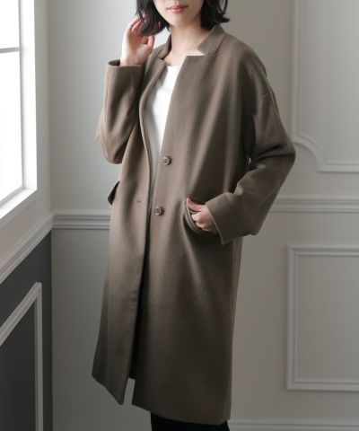 メンズライクノーカラーコート