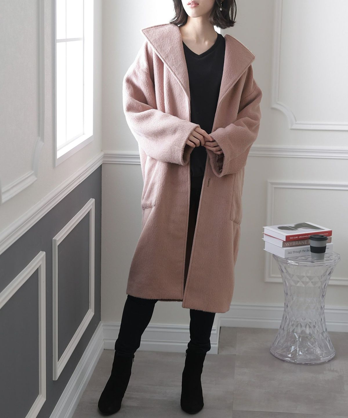 起毛ビッグカラーコクーンコート