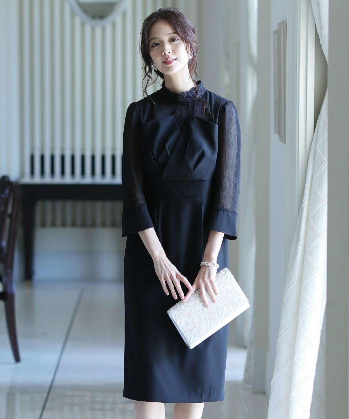 ビスチェ風ハイネックIラインワンピース