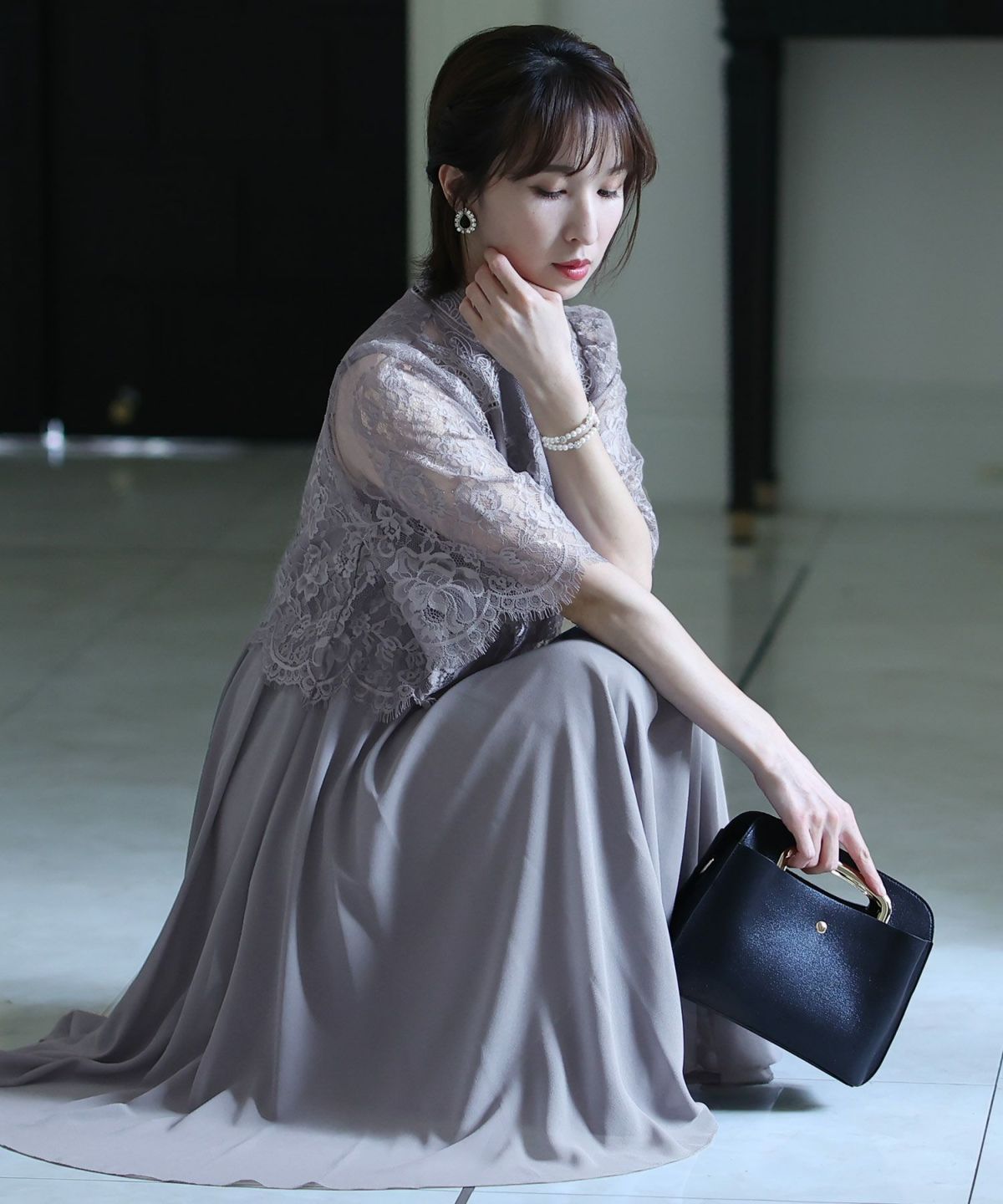 レーストップスフレアワンピース｜PourVous