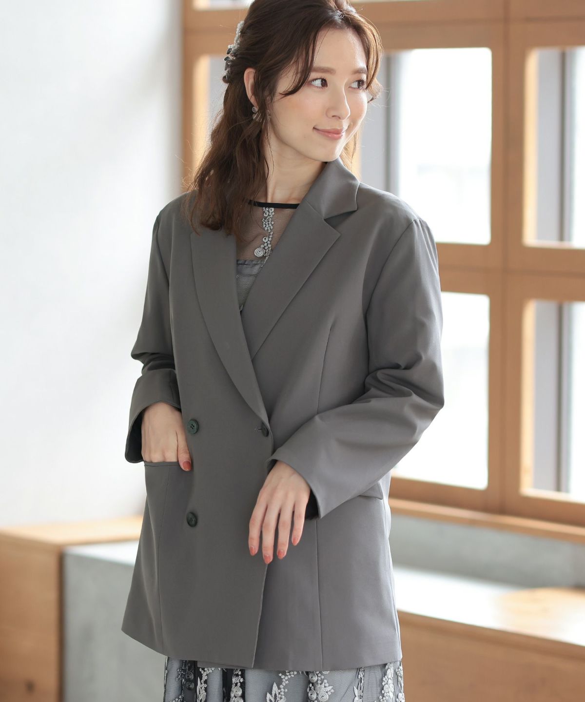 プールヴー（PourVous）/ビッグシルエットダブルジャケット ビッグシルエットダブルジャケット｜PourVous