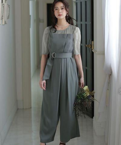 ベルト付きワイドパンツドレス