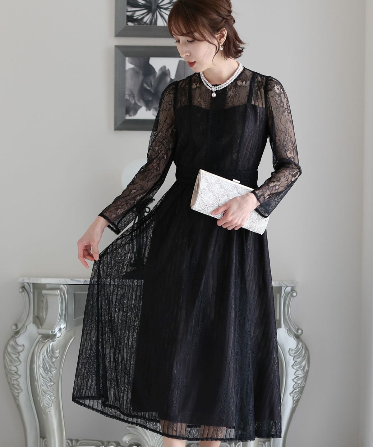 【Hobbs London】Aylesbury 花柄 レース ワンピース ブラック Hobbs London(ホッブスロンドン) ワンピース(レディース) - 海外