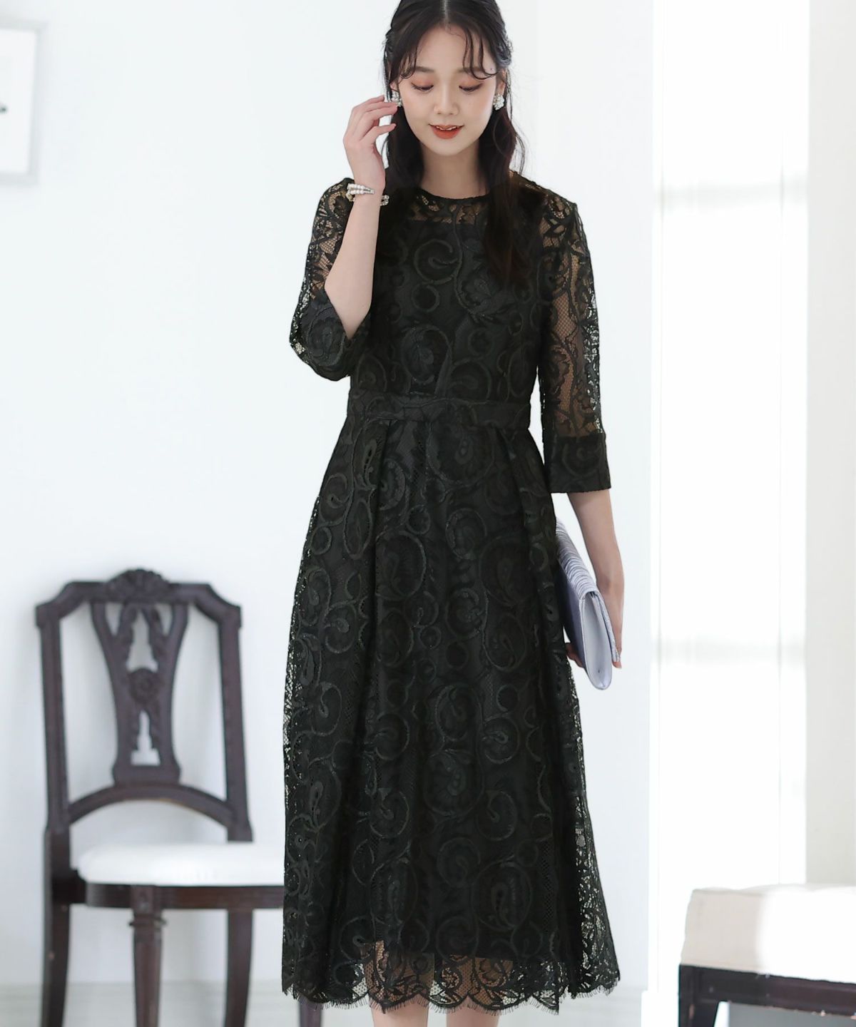 即購可Nodress ブラック　レース　リボン　ワンピースXG Harvey着用 HARE ワンピース レースリボンキャミワンピース(HARE