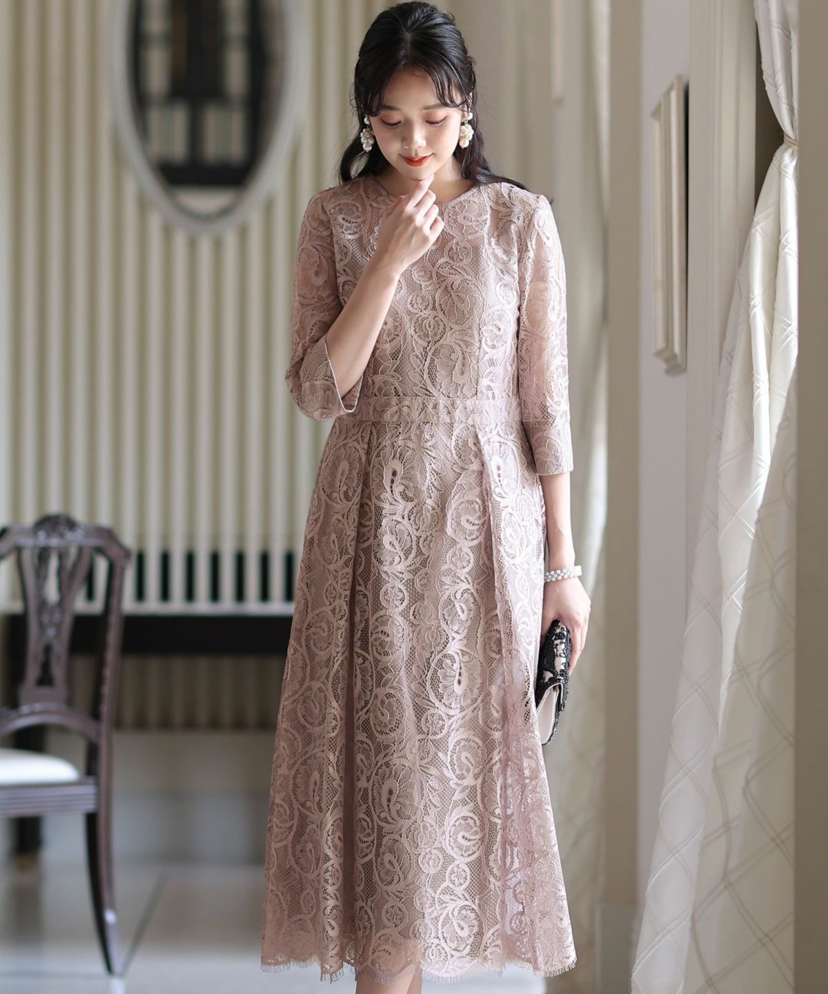 新品 POUR VOUS バックプリーツ レース リボン 2way ワンピース バックプリーツ＆レースリボンドレス｜PourVous