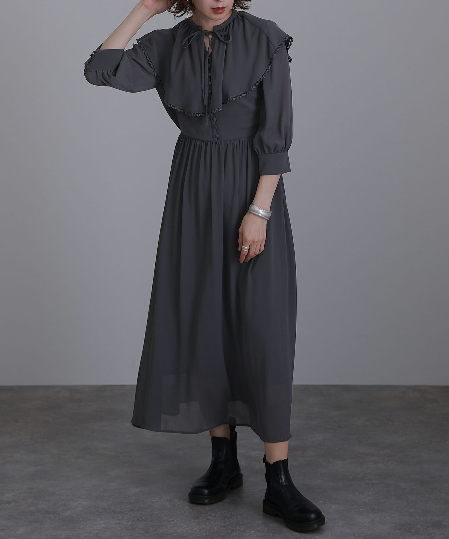 ビックカラー総シフォンワンピース