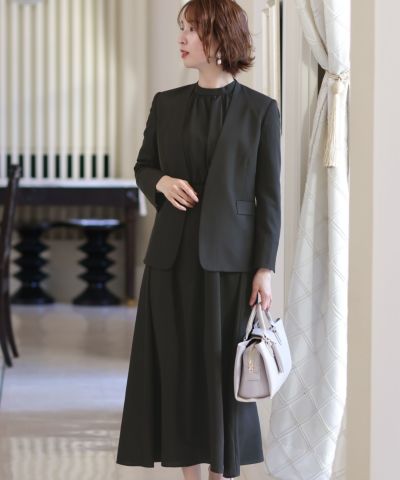 期間限定・お買い得商品: |産地直送 プチハイネックワンピース×ノーカラージャケットセット スーツ・フォーマル・ドレス