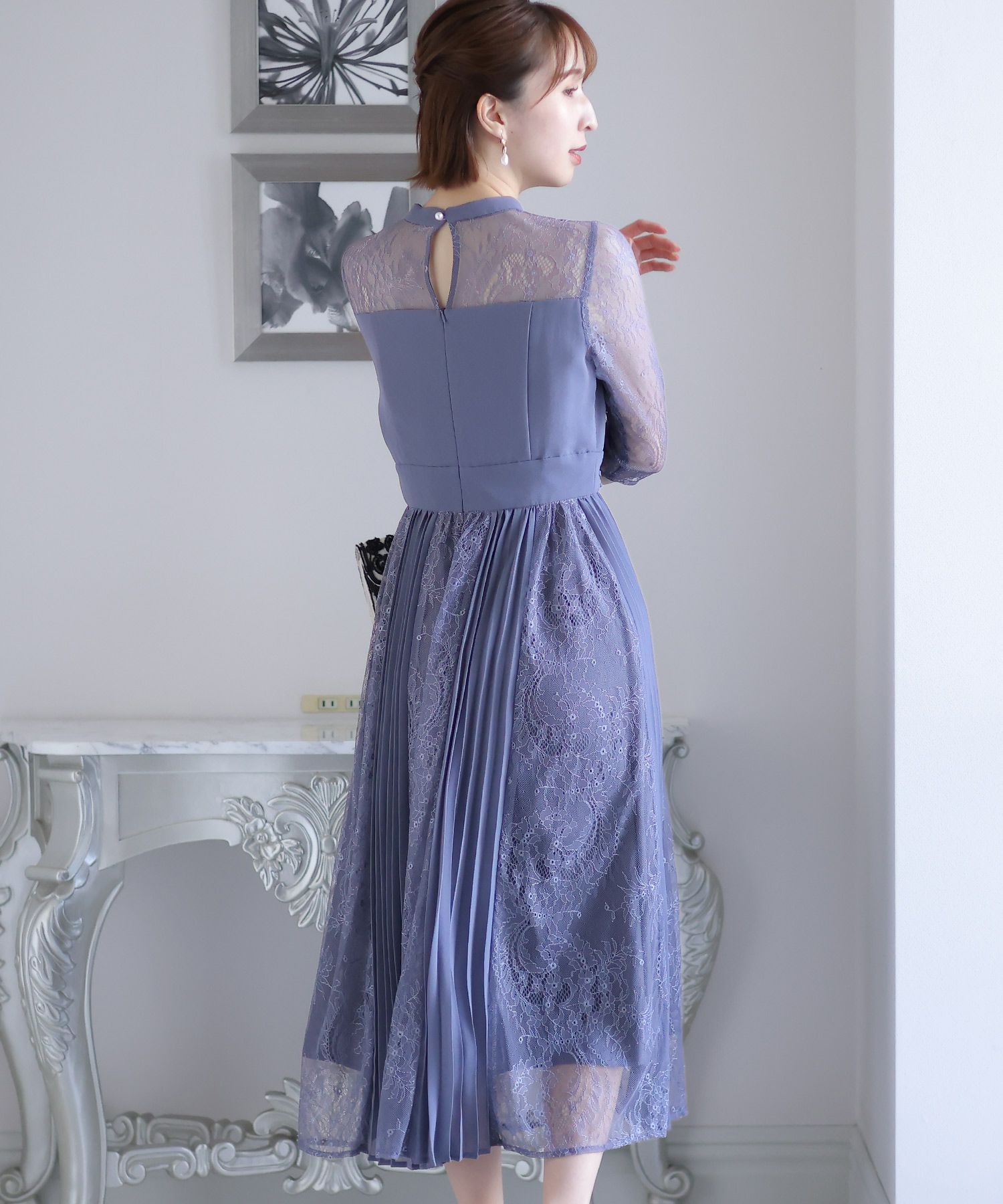 ビスチェデザインプリーツレイヤードワンピース