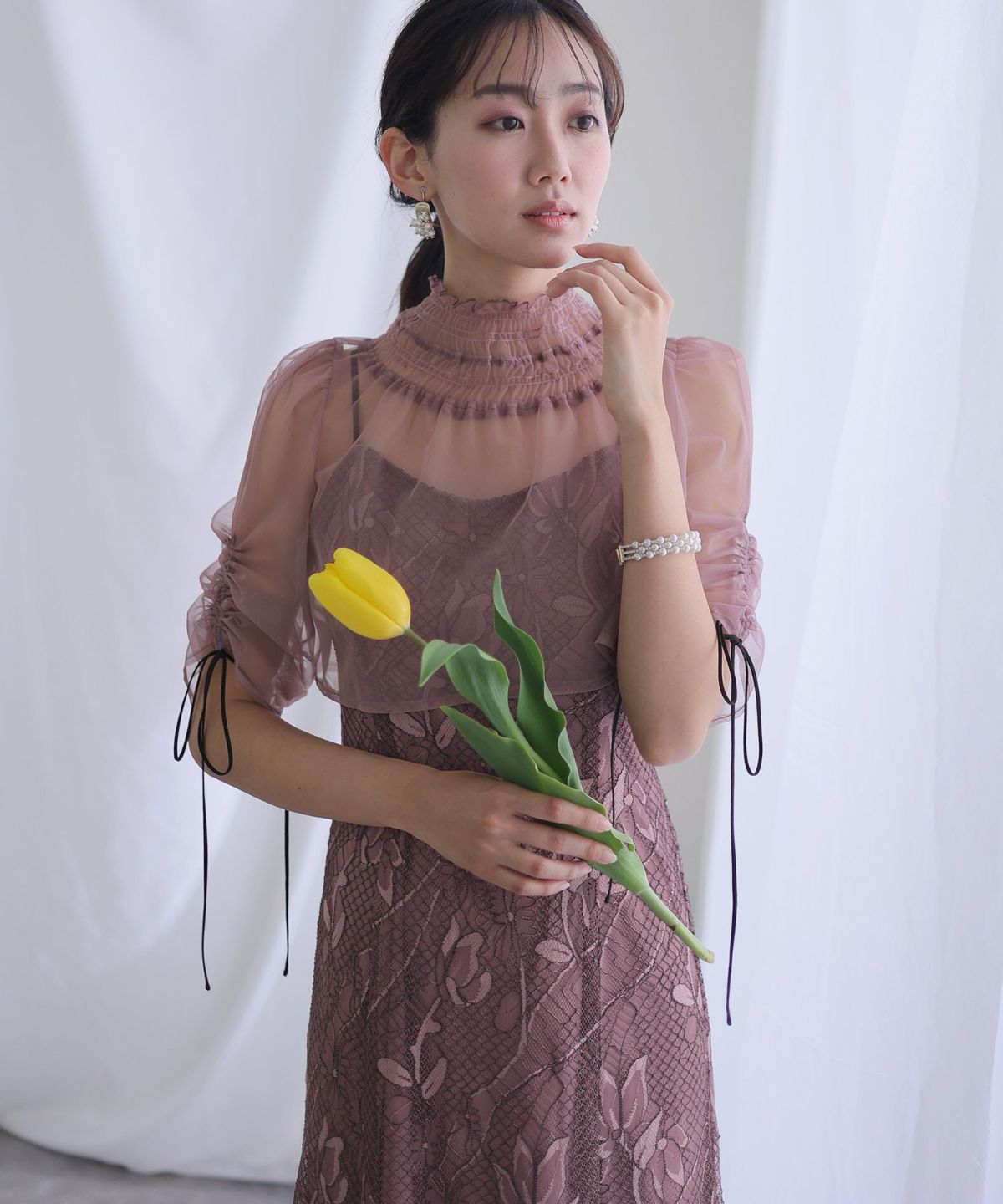 ブラウスセットコードレースワンピース【575222225】　結婚式 ブラウスセットコードレースワンピース