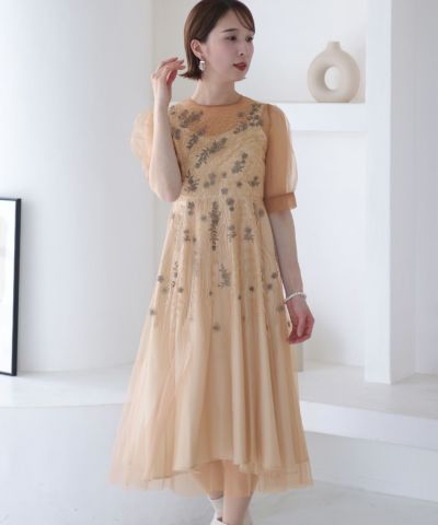 関税送料込【MACDUGGAL】ロング ワンピース ビーズ刺繍 パープル ビーズ刺繍ワンピース｜PourVous