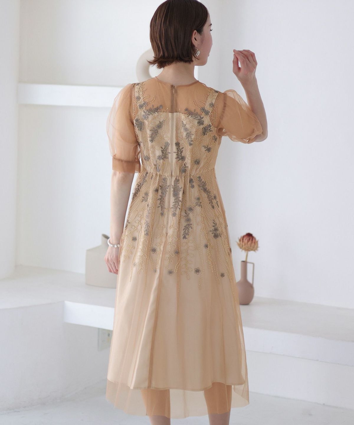 *Dress Gallery*ビーズ刺繍 シルク ドレスワンピース Dress Gallery*ビーズ刺繍 シルク ドレスワンピース ワンピース