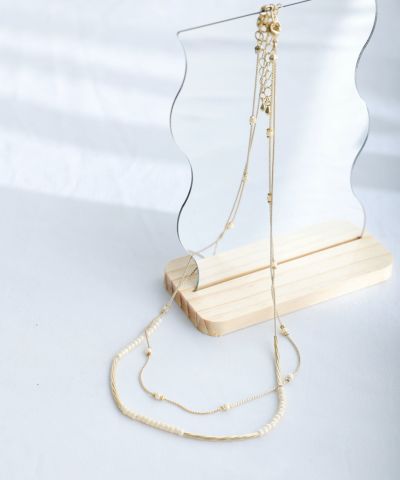 パール×チェーン2連ネックレス（3WAY）