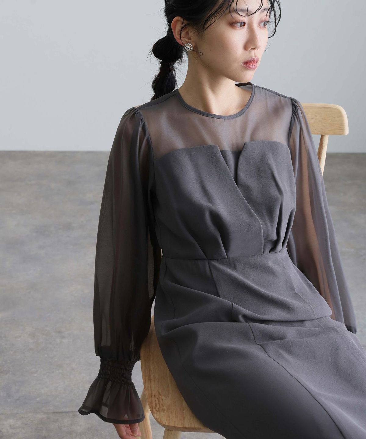 シフォンビスチェタイトワンピース｜PourVous