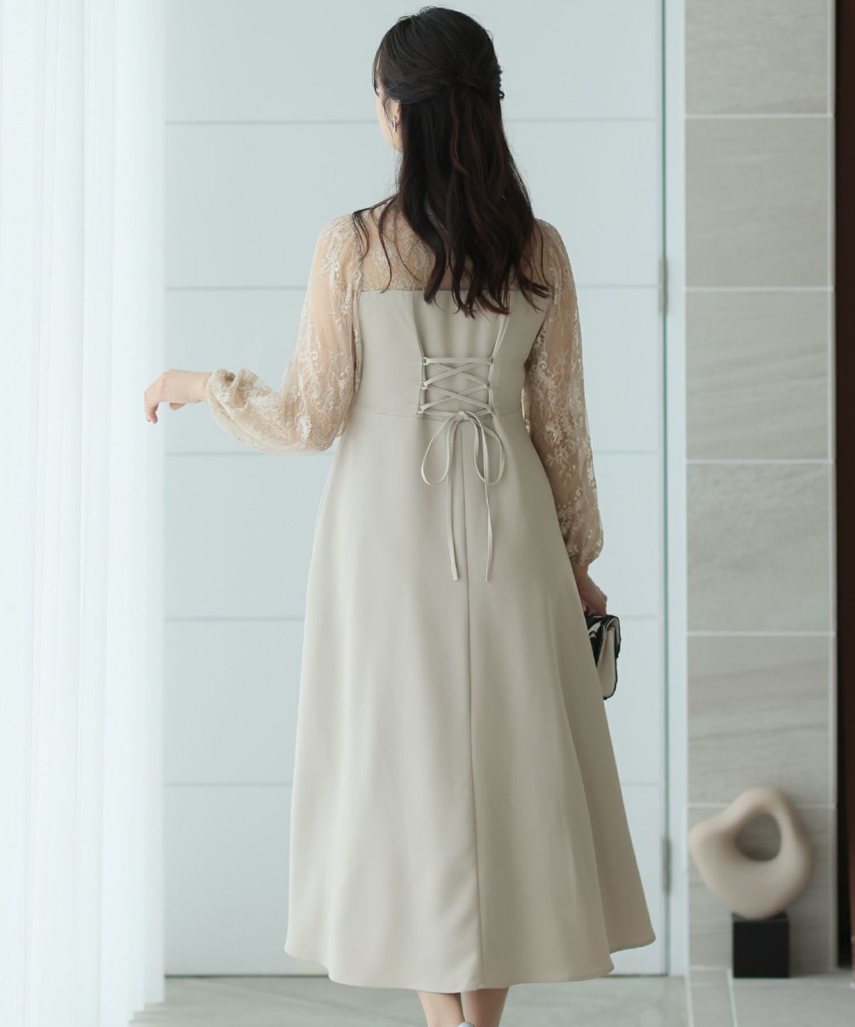KLIOUシリーズ】チャイナ風ワンピース 2色 中華服 レース