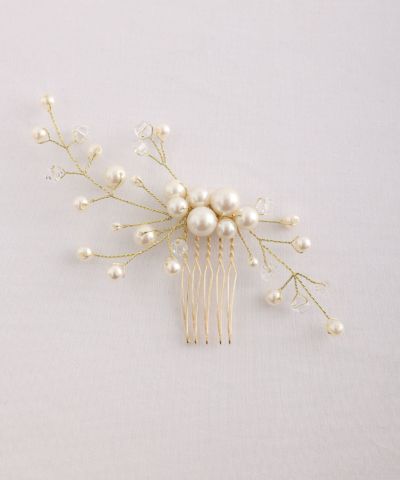 パール×クリアビースヘアコーム