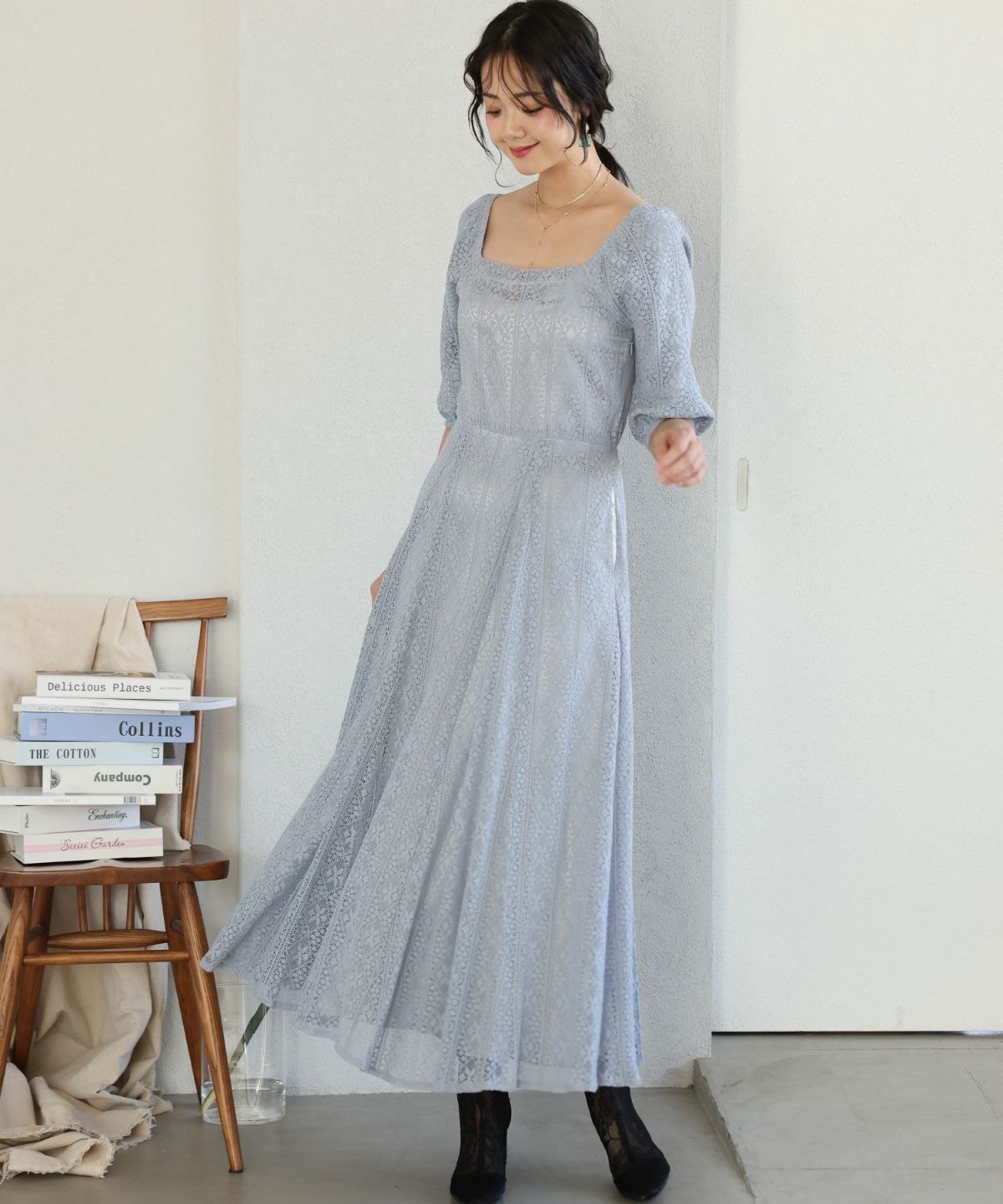ドレス ミニ ビジュー グレー スクエアネック パーティー 結婚式 P07539EW06456_fw_thumbM.jpg