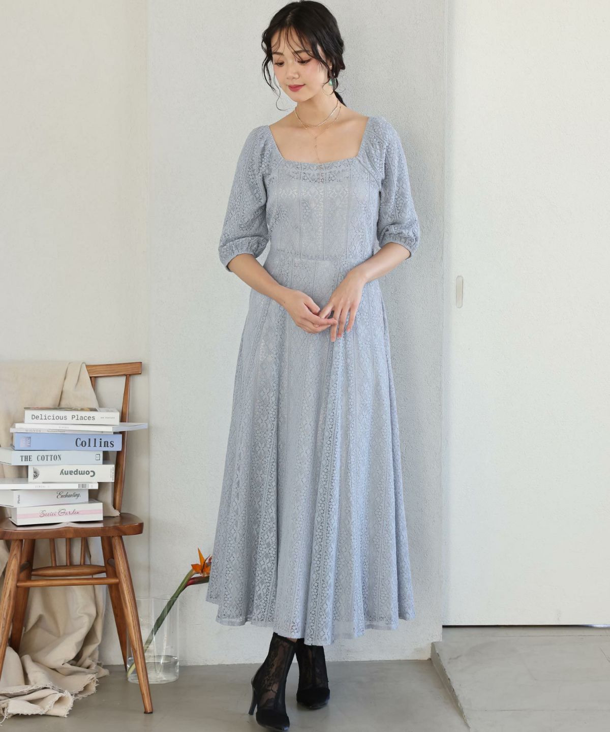 【送料込】ドレス レース ワンピース スクエアネック パーティー 楽天市場】結婚式 ワンピース パーティードレス レース スクエア
