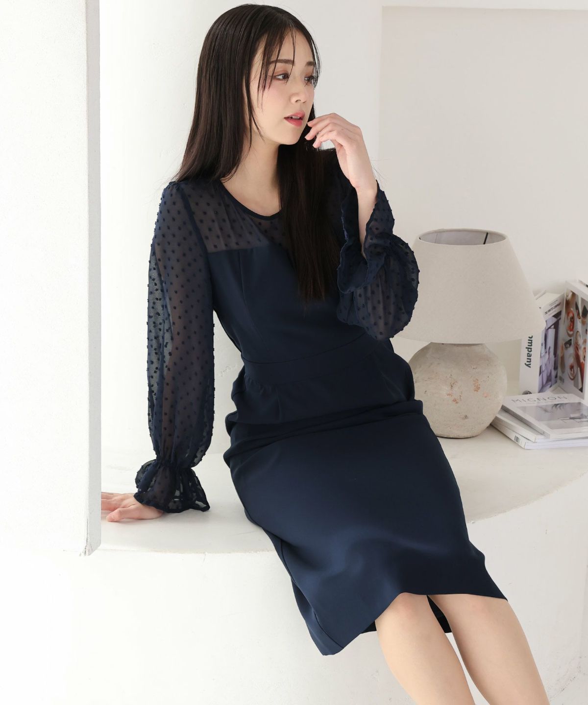 フロッキードットチュールワンピース｜PourVous