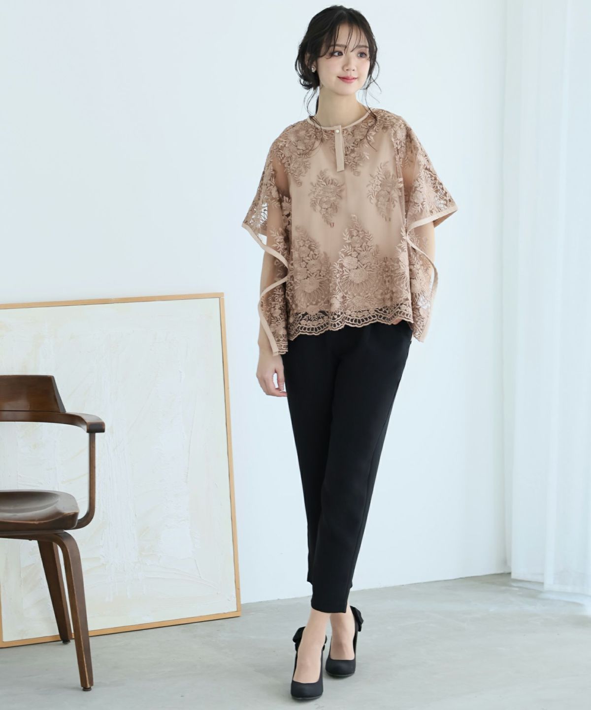 PourVous 刺繍パンツドレス 3点セット グレージュ タグ付き 刺繍パンツドレス3点セット | PourVous（プールヴー）パーティー