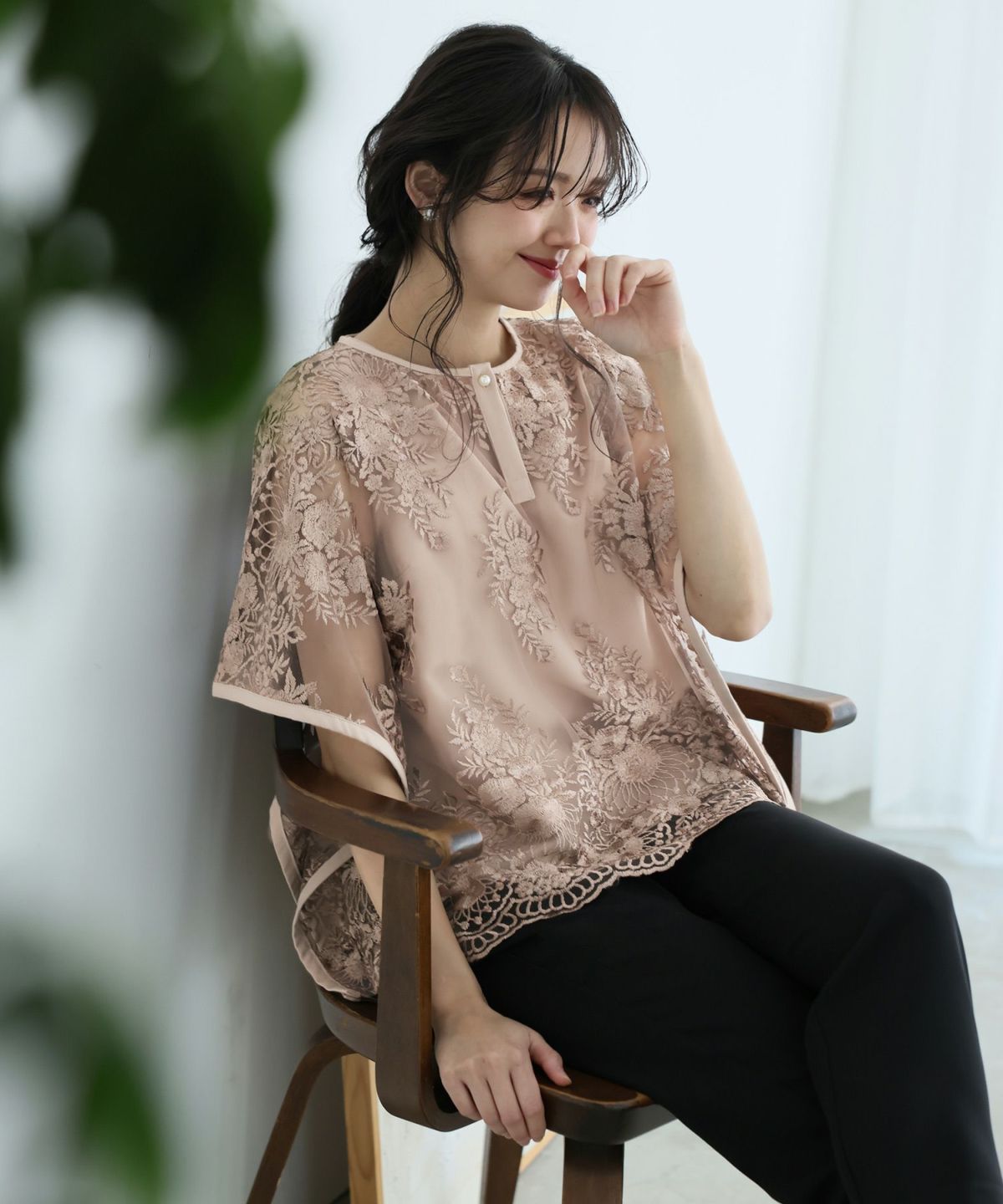 PourVous 刺繍パンツドレス 3点セット グレージュ タグ付き 刺繍パンツドレス3点セット | PourVous(プールヴー)パーティー