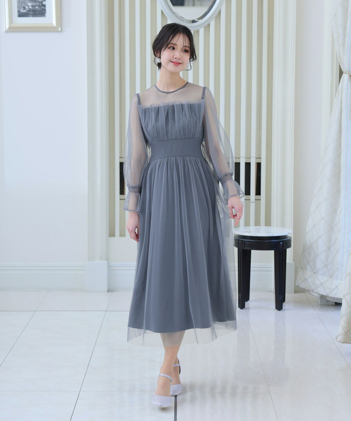 チュールビスチェ風ドレス | PourVous（プールヴー）パーティードレス