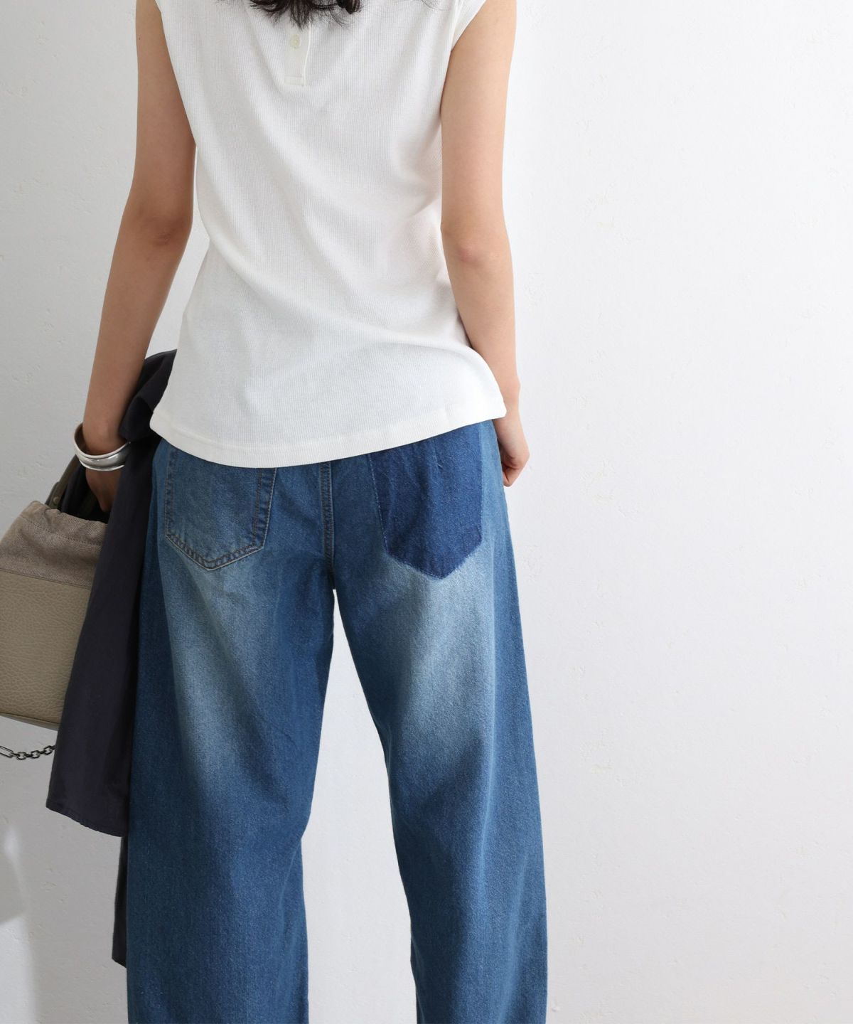 ヴィンテージ風ポケット加工セミワイドパンツ | PourVous（プールヴー