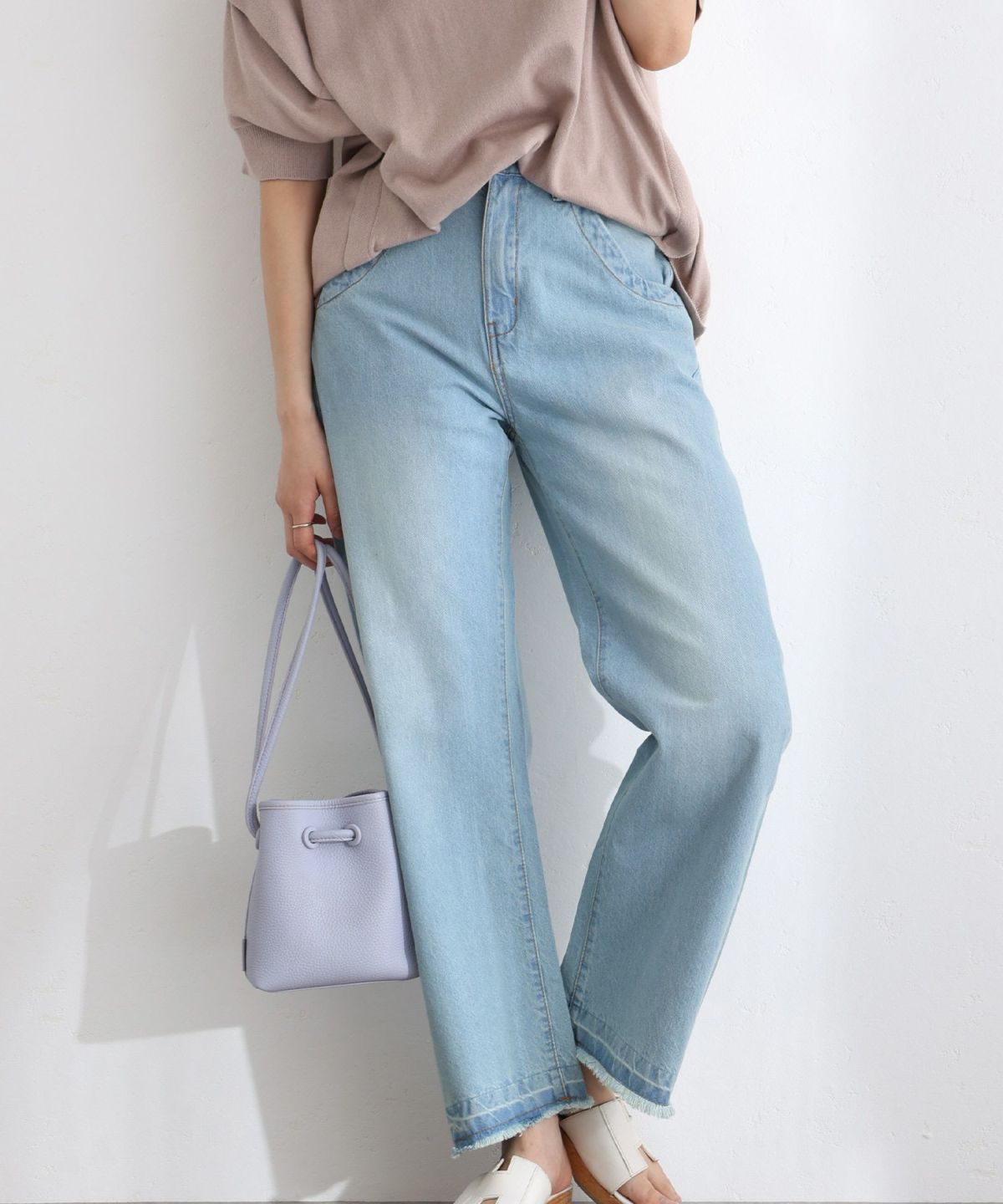 ヴィンテージ風ポケット加工セミワイドパンツ | PourVous（プールヴー