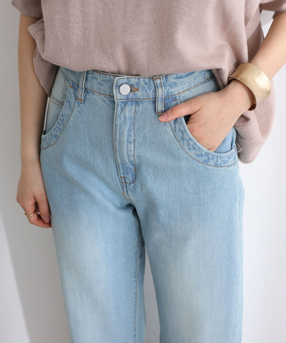 ヴィンテージ風ポケット加工セミワイドパンツ | PourVous（プールヴー