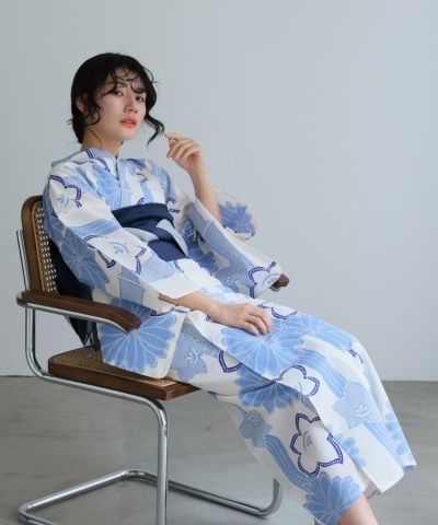涼夏の花　浴衣2点セット（半巾帯）