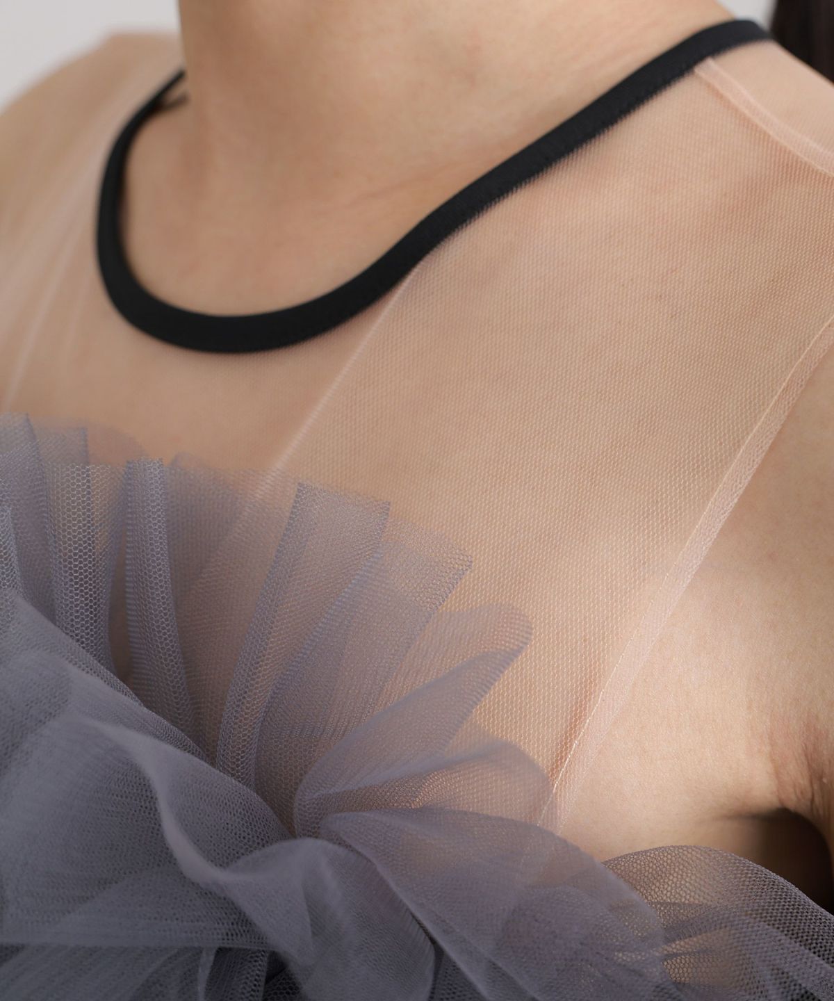 低身長用サイズあり】ギャザーチュールオフショルダードレス