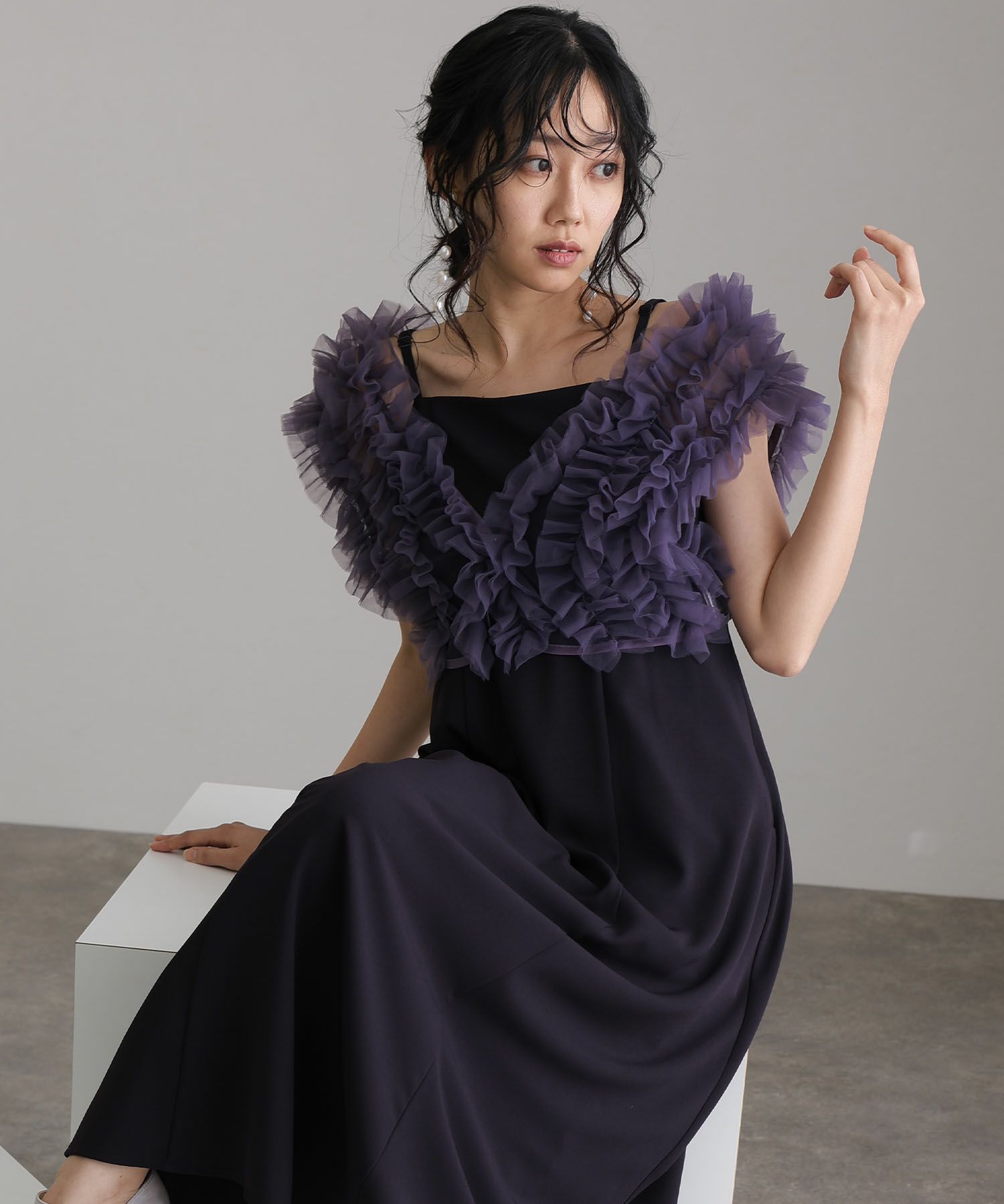 ワンピース＆前開きチュールベスト | PourVous（プールヴー