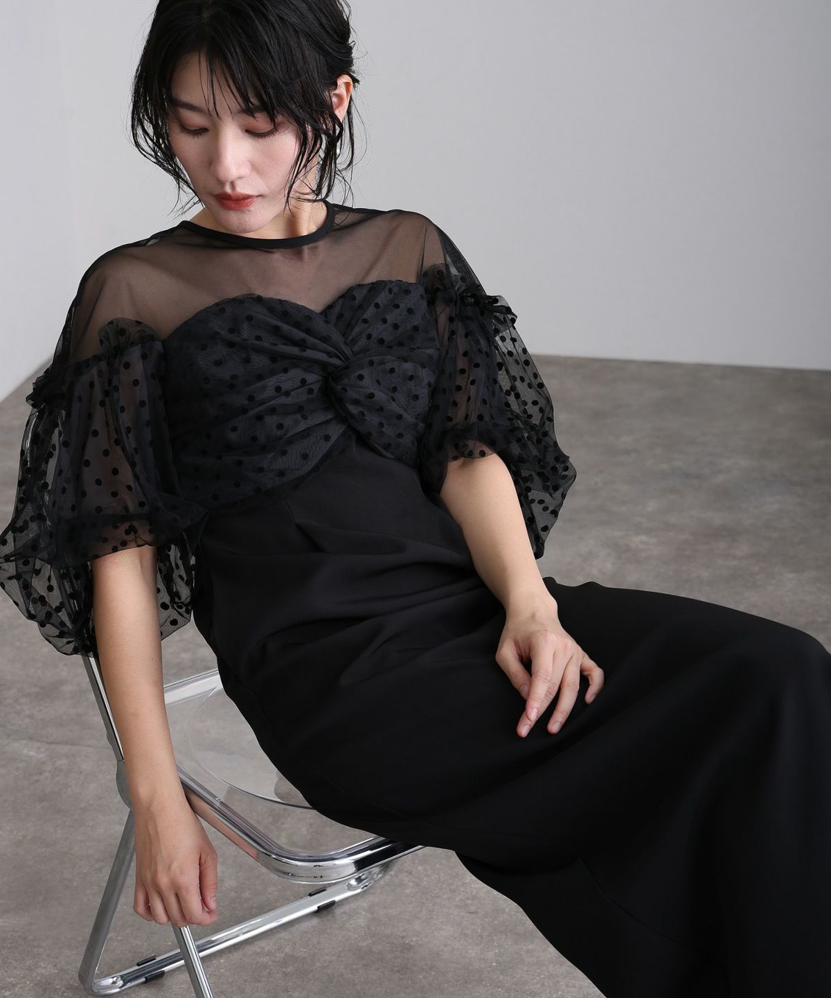 フロッキードットワンピース ドレス ANDRESD ドレス フロッキードットワンピース / flocky dot one