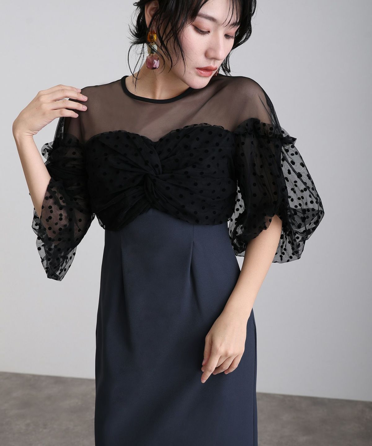 フロッキードットワンピース ドレス セール】フロッキードットワンピース / flocky dot one piece