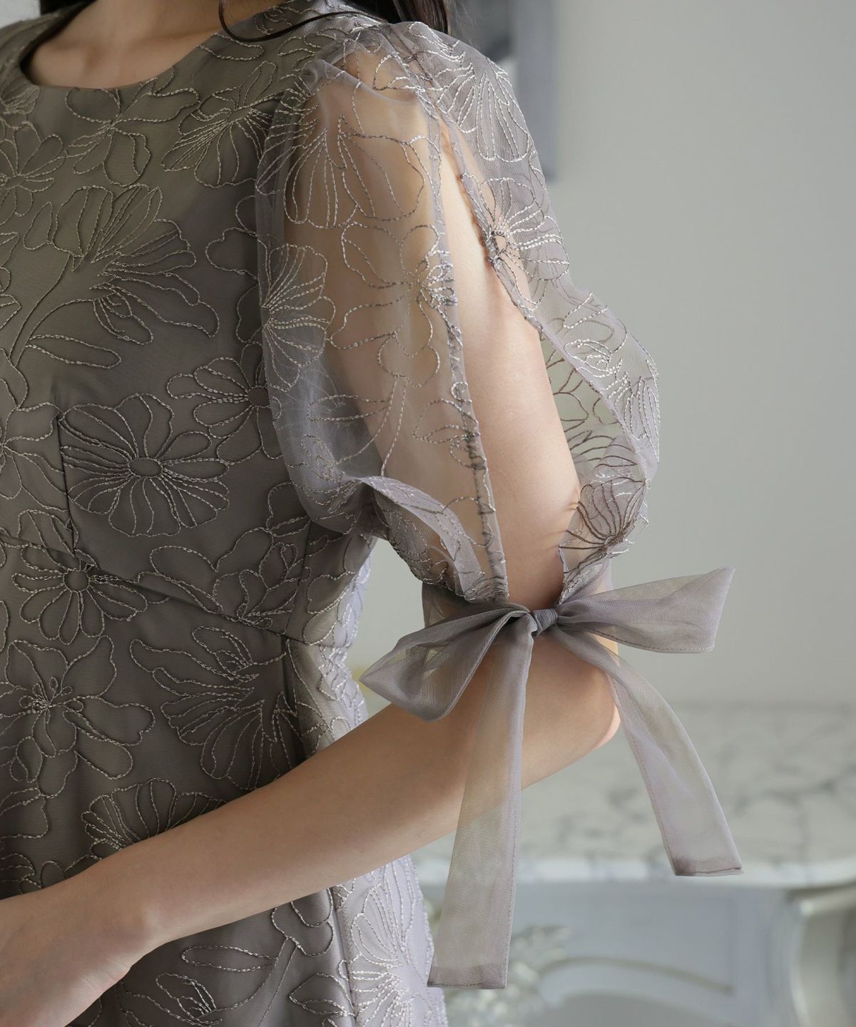 プールヴー PourVous 2WAYフリルレースドレス/結婚式ワンピース