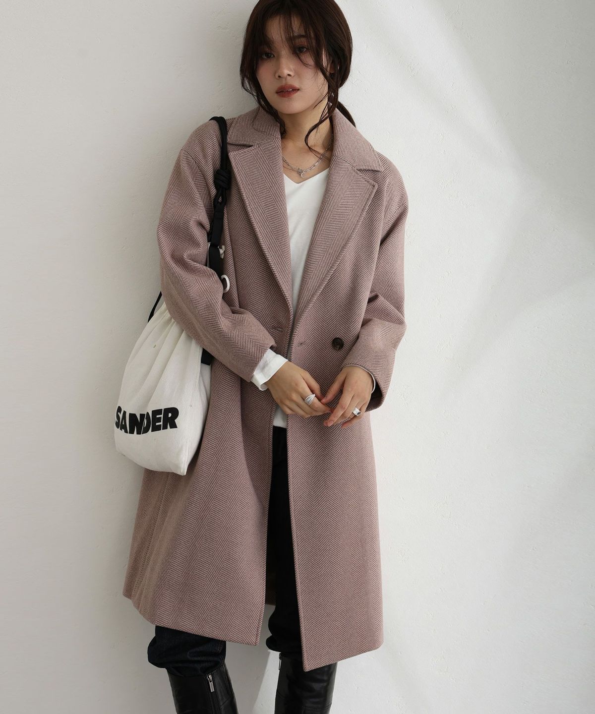 家で洗えるヘリンボーン柄 コート | PourVous（プールヴー）パーティー