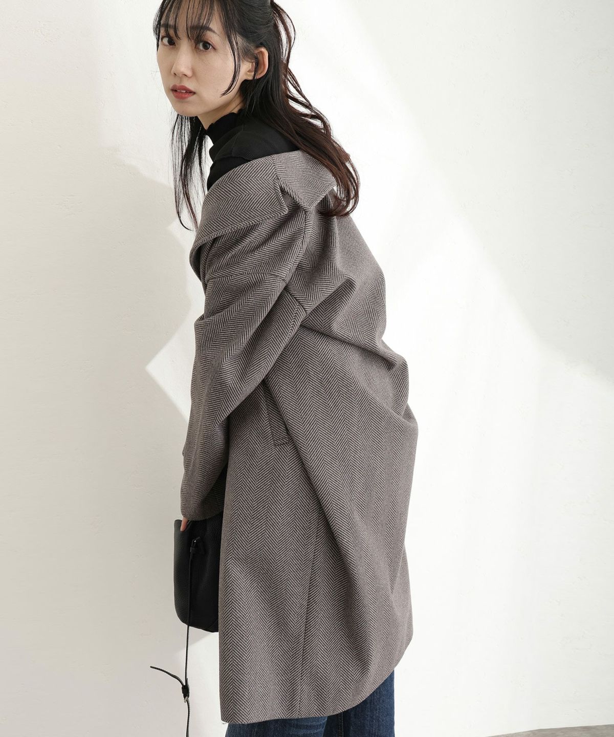 家で洗えるヘリンボーン柄 コート | PourVous（プールヴー）パーティー