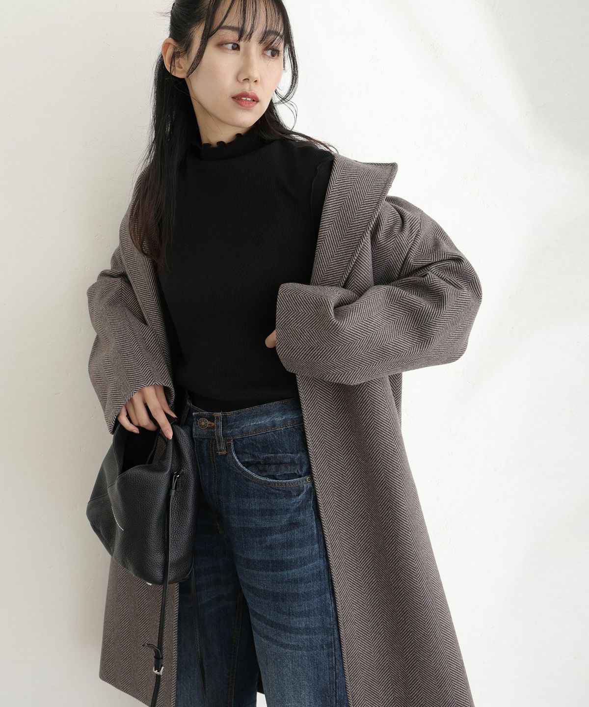 家で洗えるヘリンボーン柄 コート | PourVous（プールヴー）パーティー