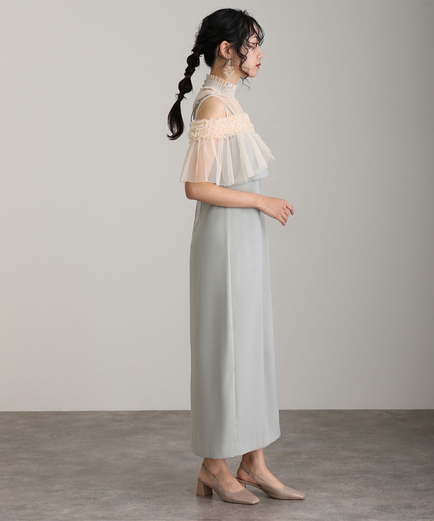 チュールフリルビスチェ付きドレス | PourVous（プールヴー