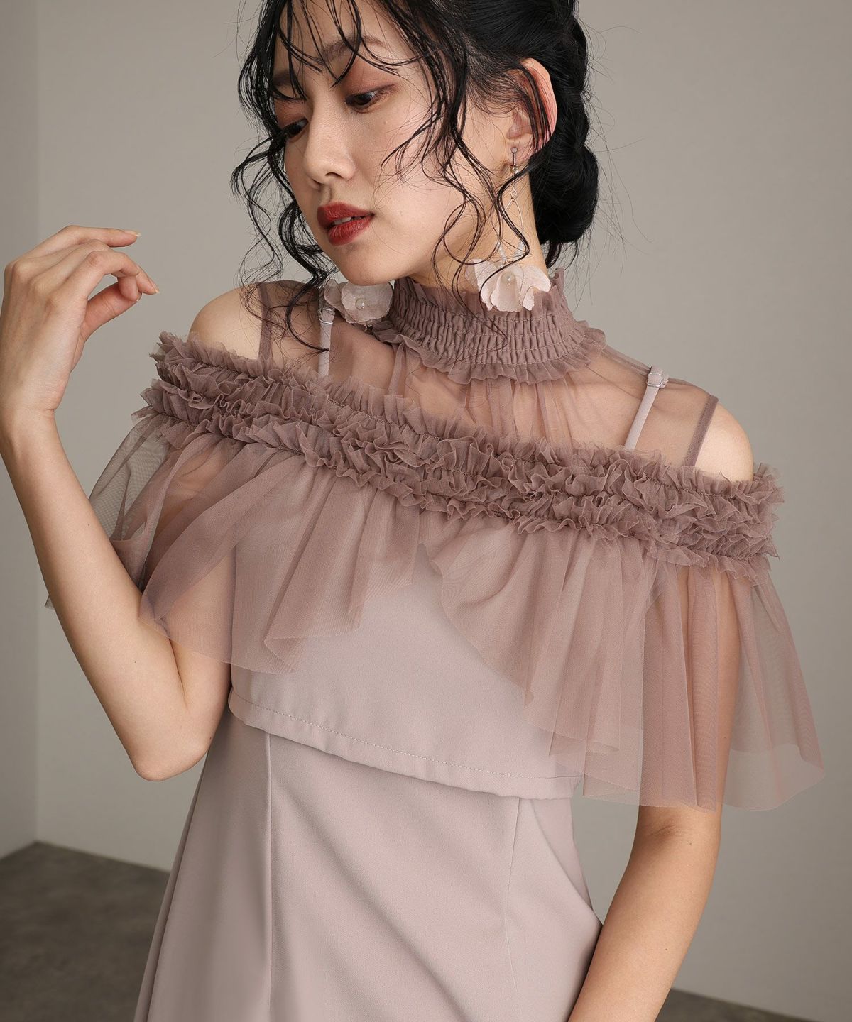 VERA WANG パーティードレス ワンピース チュール フリル チュール フリル ハイウエスト パンツ お呼ばれ ドレス