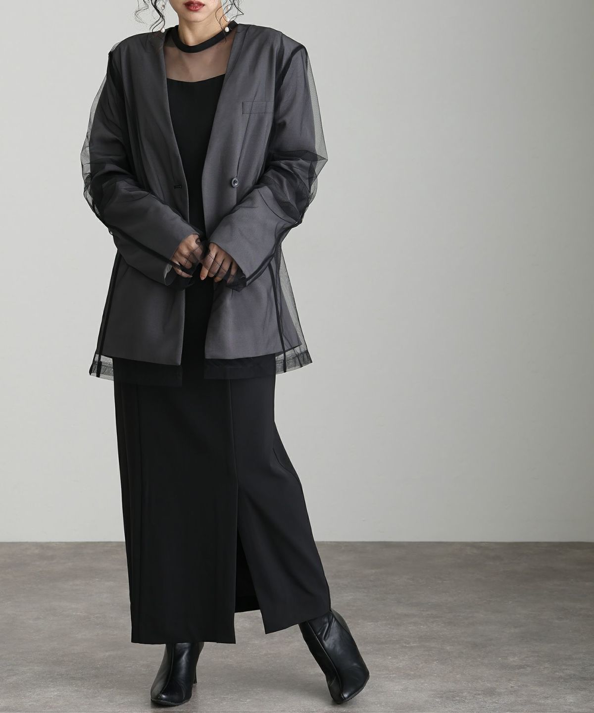 ボクシーレイヤードチュールジャケット