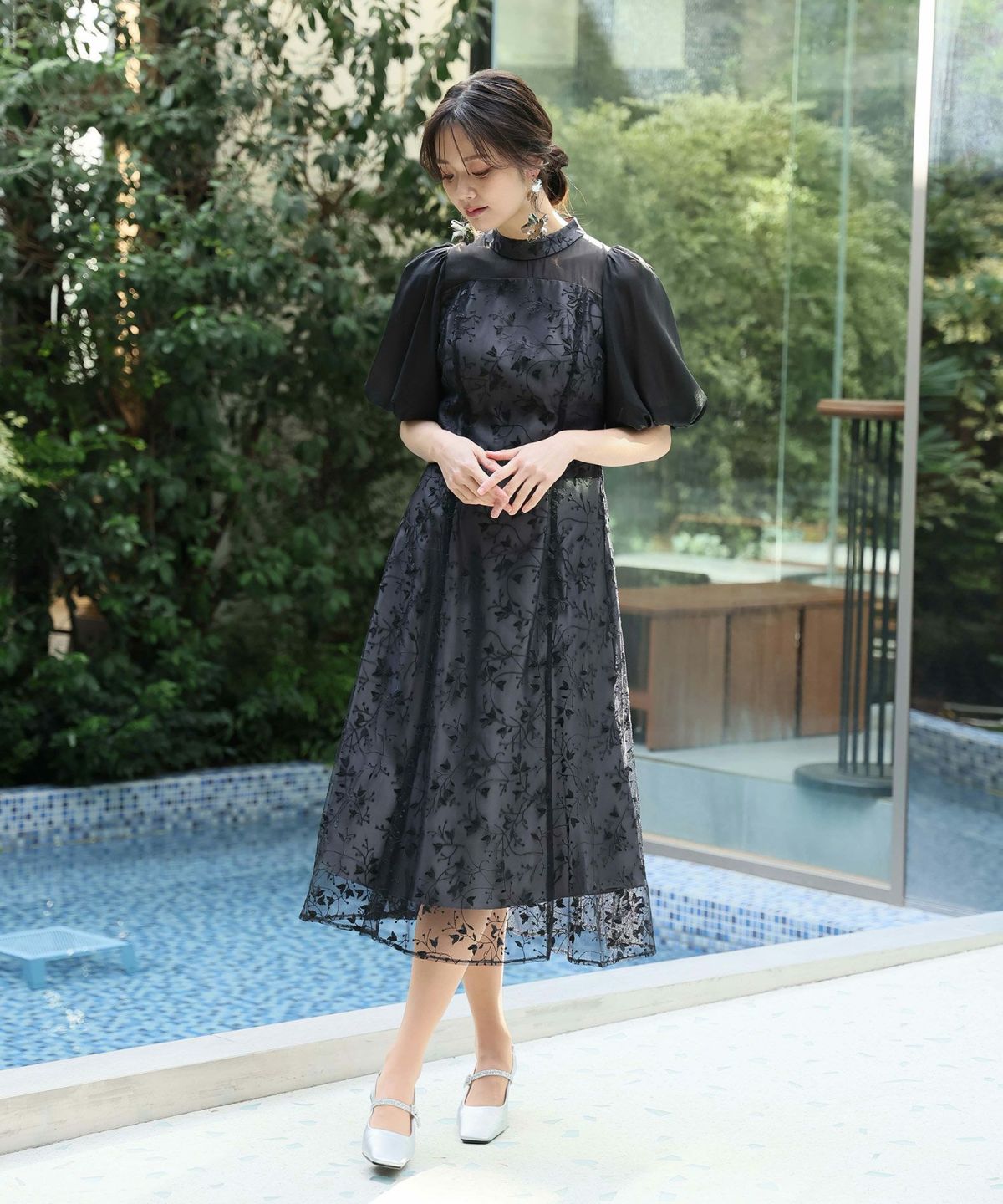 英国発【Hobbs London】Suri パフスリーブドレス オーガンジーパフスリーブドレス | ZORVA