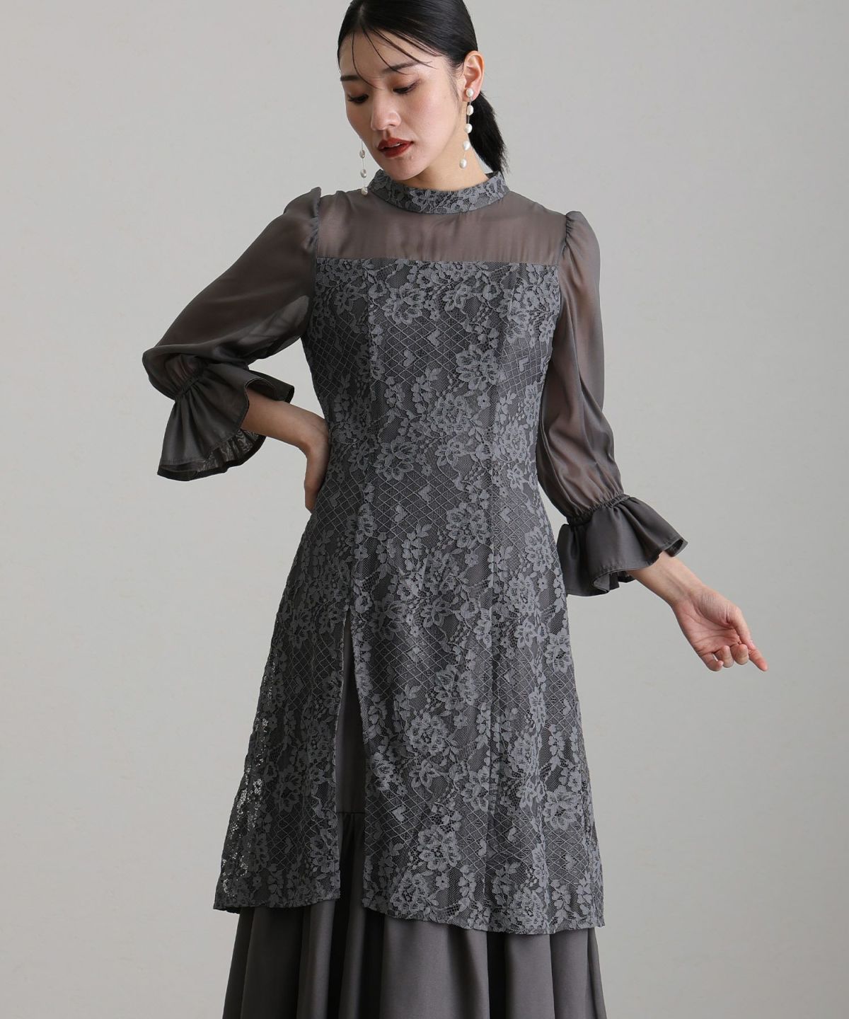 レースレイヤードワンピ―ス