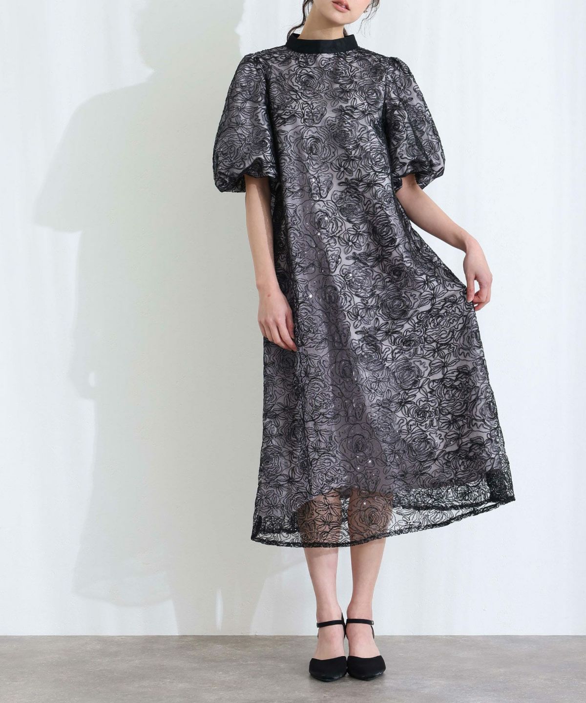 スパンコールレースAラインドレス