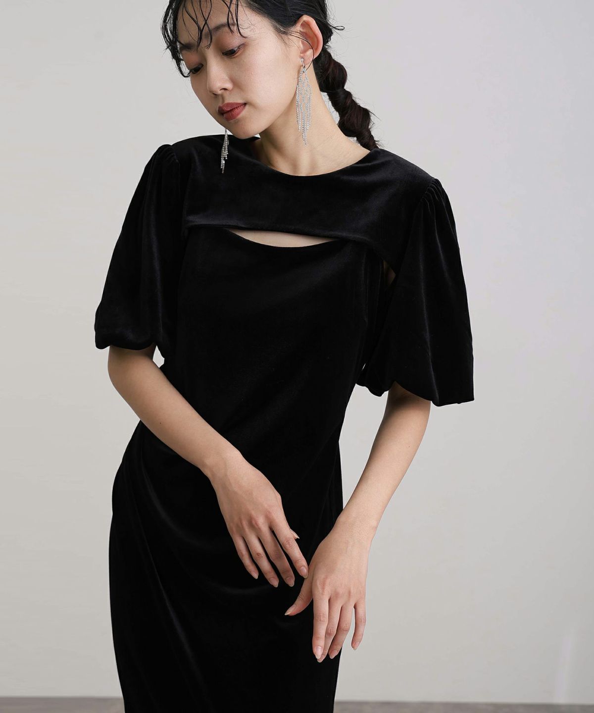 ボレロ＆ワンピース2点セットベロアドレス